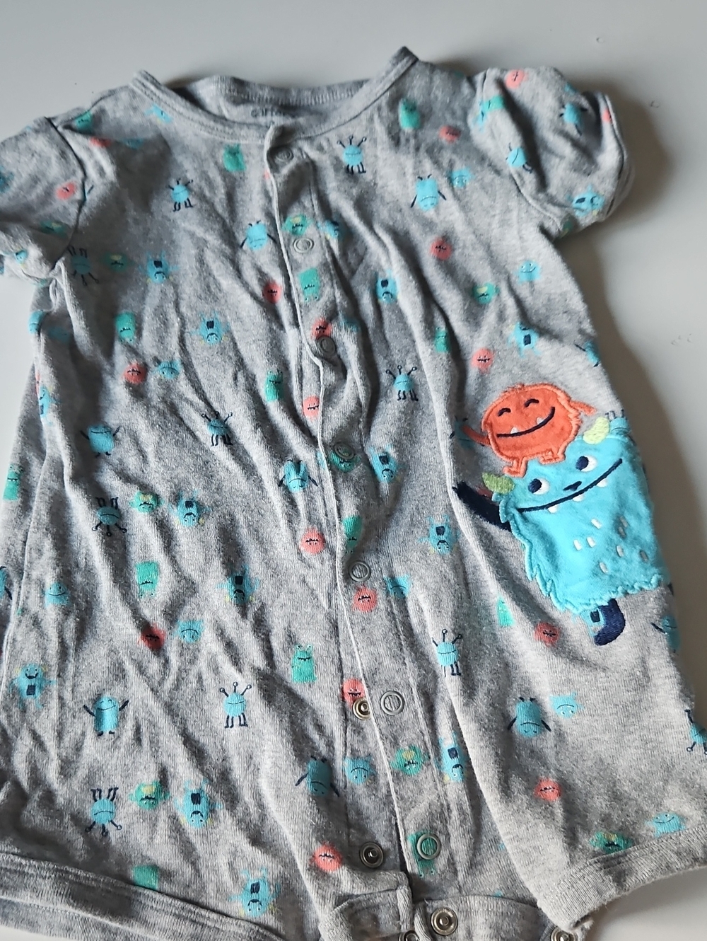 Carter's Gray Monster Short-Sleeve Pajamas